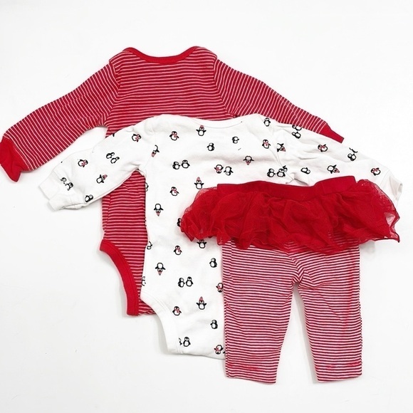 Carter's Christmas penguins baby girls mix & match set - Picture 2 of 3